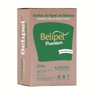 Papel Toalha Bobina  Fs 6X200M 100% Celulose Premium Belipel