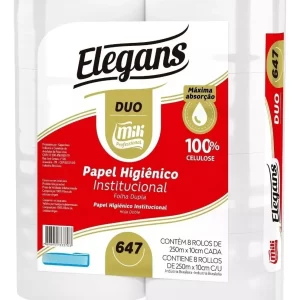 Papel Higienico Rolao Fd 8X250M Elegans Duo Mili